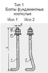 Анкер болт фундаментный ГОСТ 24379-80 Исполнение 1.2
